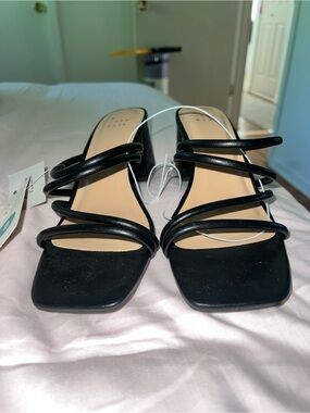 a new day Black Multi-Strap Slide Heels